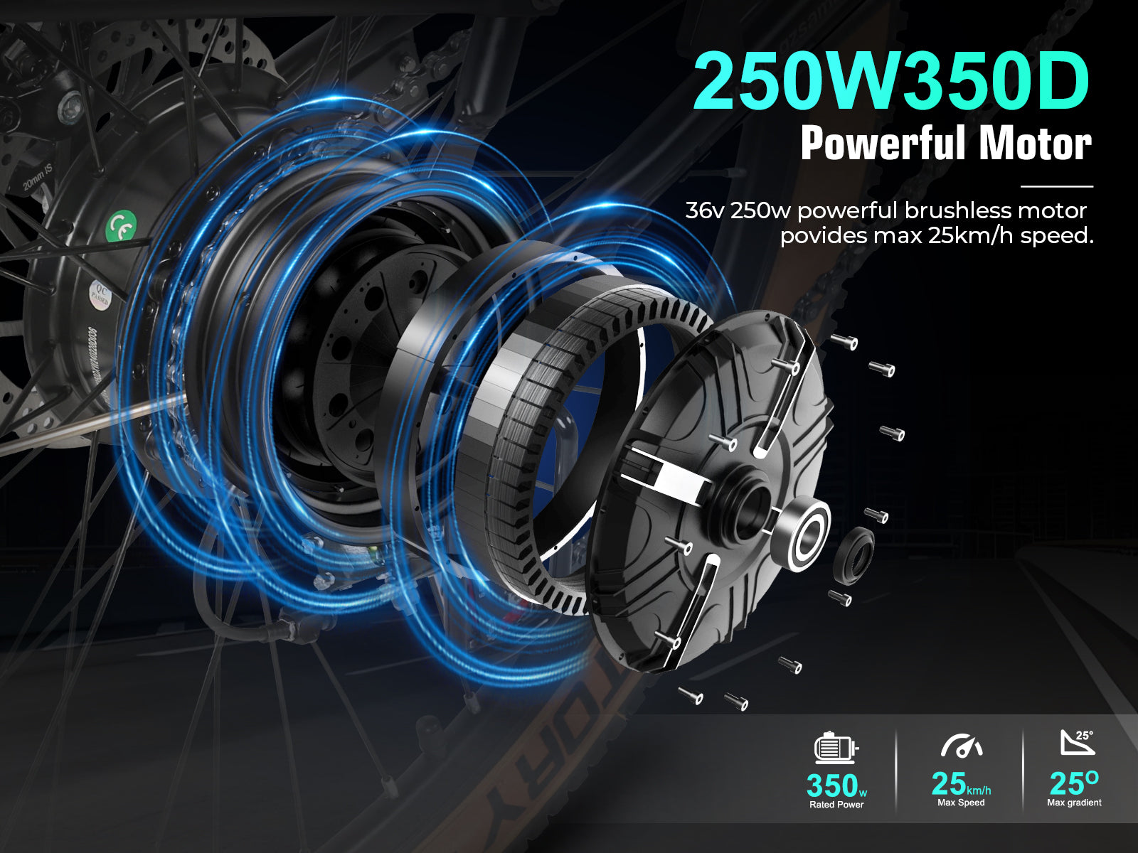SAMEBIKE - TDE 10Z  - | 350w | 36V 10,4AH | 6mil | 7-växlat |