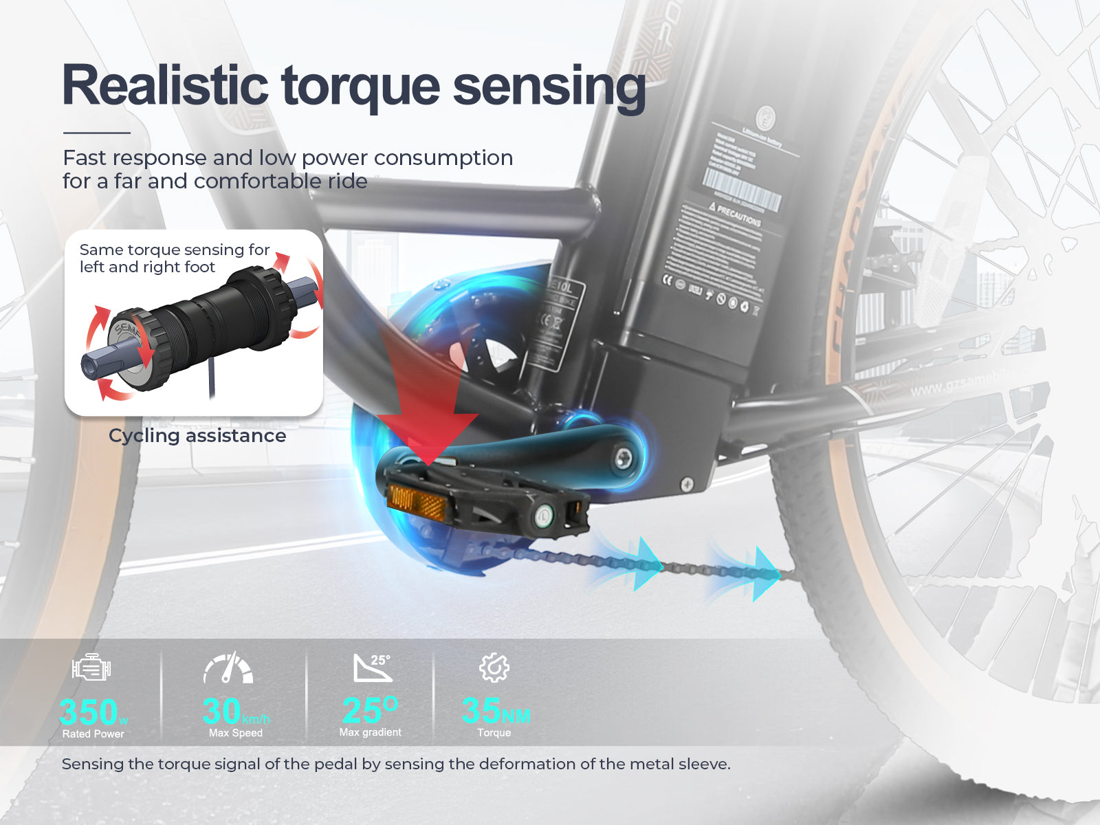 SAMEBIKE - TDE 10Z  - | 350w | 36V 10,4AH | 6mil | 7-växlat |