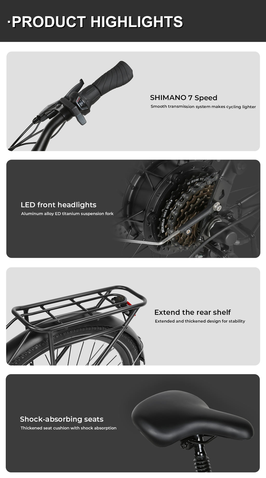 SAMEBIKE - RS A01 Pro T - | 500w | 36V 15AH | 10mil | 7-växlat |