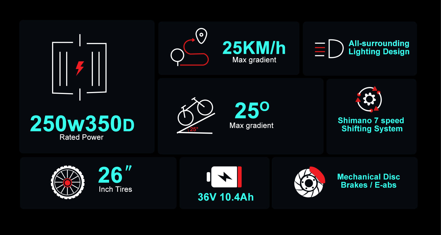 SAMEBIKE - TDE 10Z  - | 350w | 36V 10,4AH | 6mil | 7-växlat |