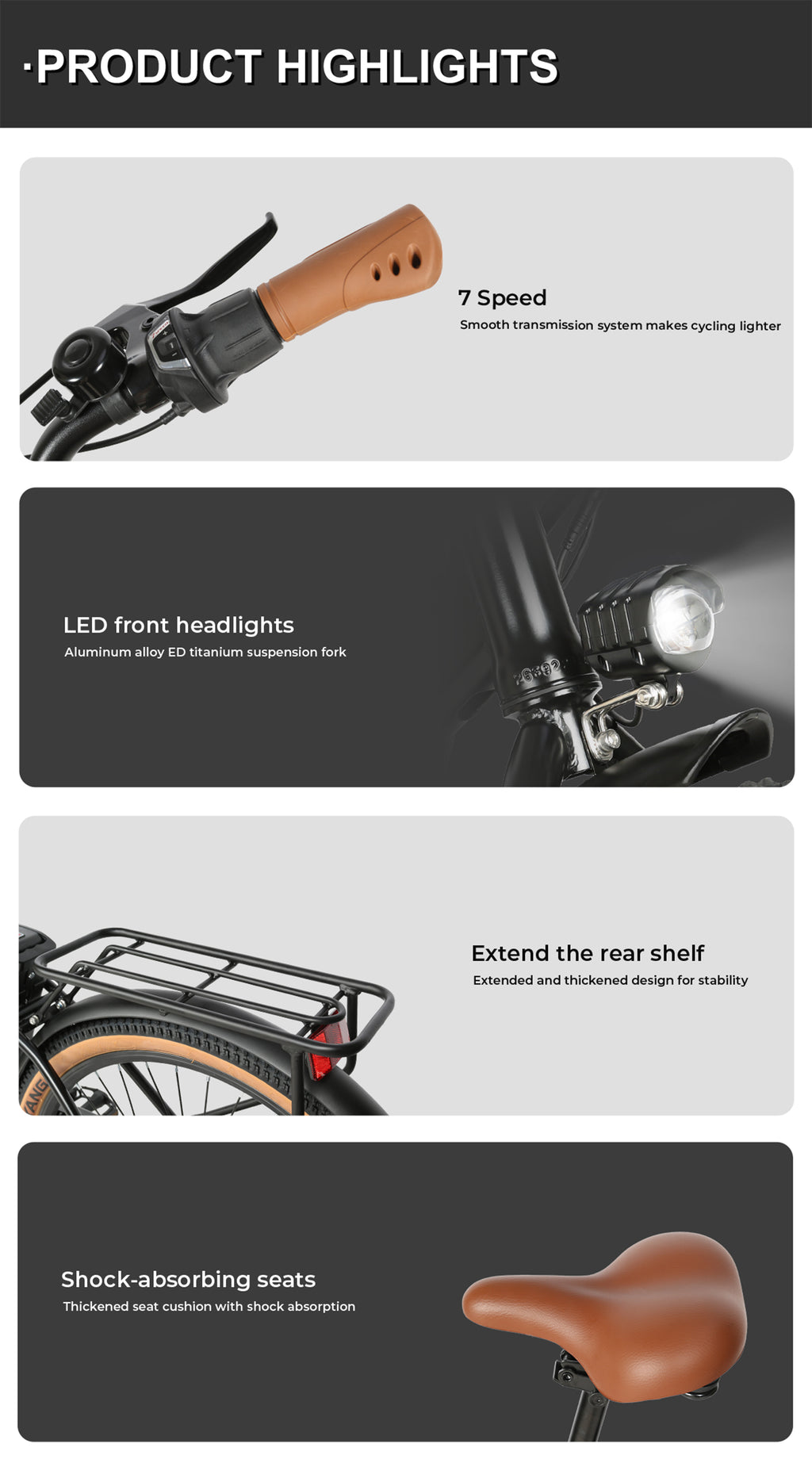 SAMEBIKE - TDE 10Z  - | 350w | 36V 10,4AH | 6mil | 7-växlat |