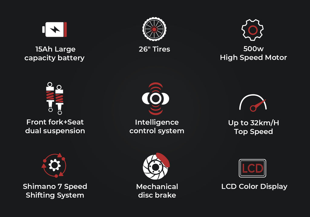 SAMEBIKE - RS A01 Pro T - | 500w | 36V 15AH | 10mil | 7-växlat |