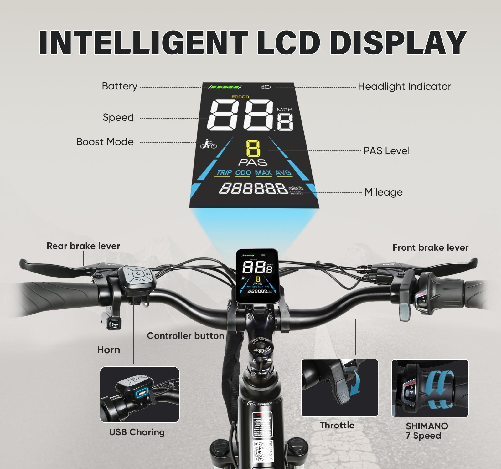 SAMEBIKE - RS A01 Pro T - | 500w | 36V 15AH | 10mil | 7-växlat |