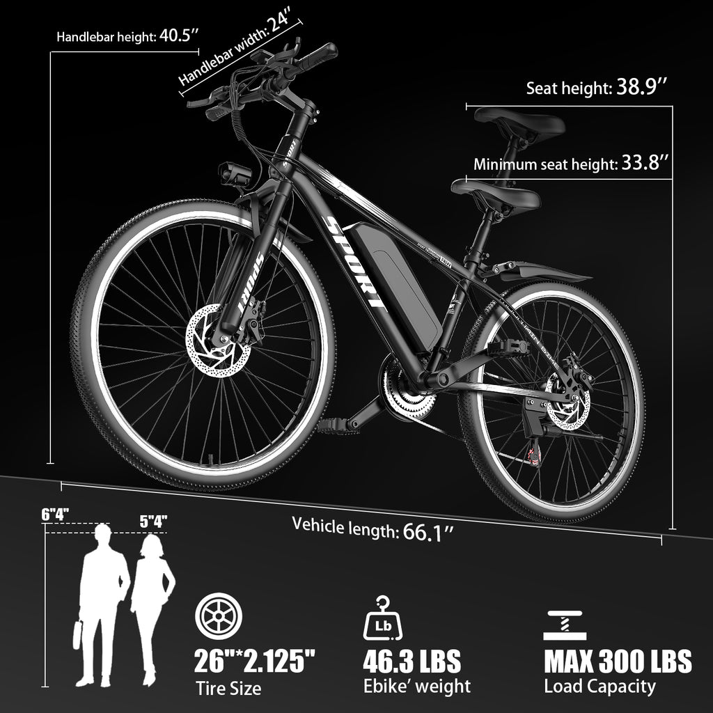 E-Bike G26 BK15 - | 500W | 36V 10Ah | 7mil | 7 växlat |