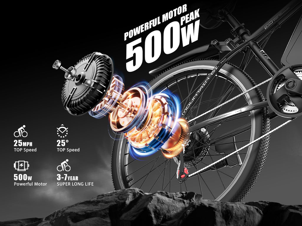 E-Bike G26 BK15 - | 500W | 36V 10Ah | 7mil | 7 växlat |