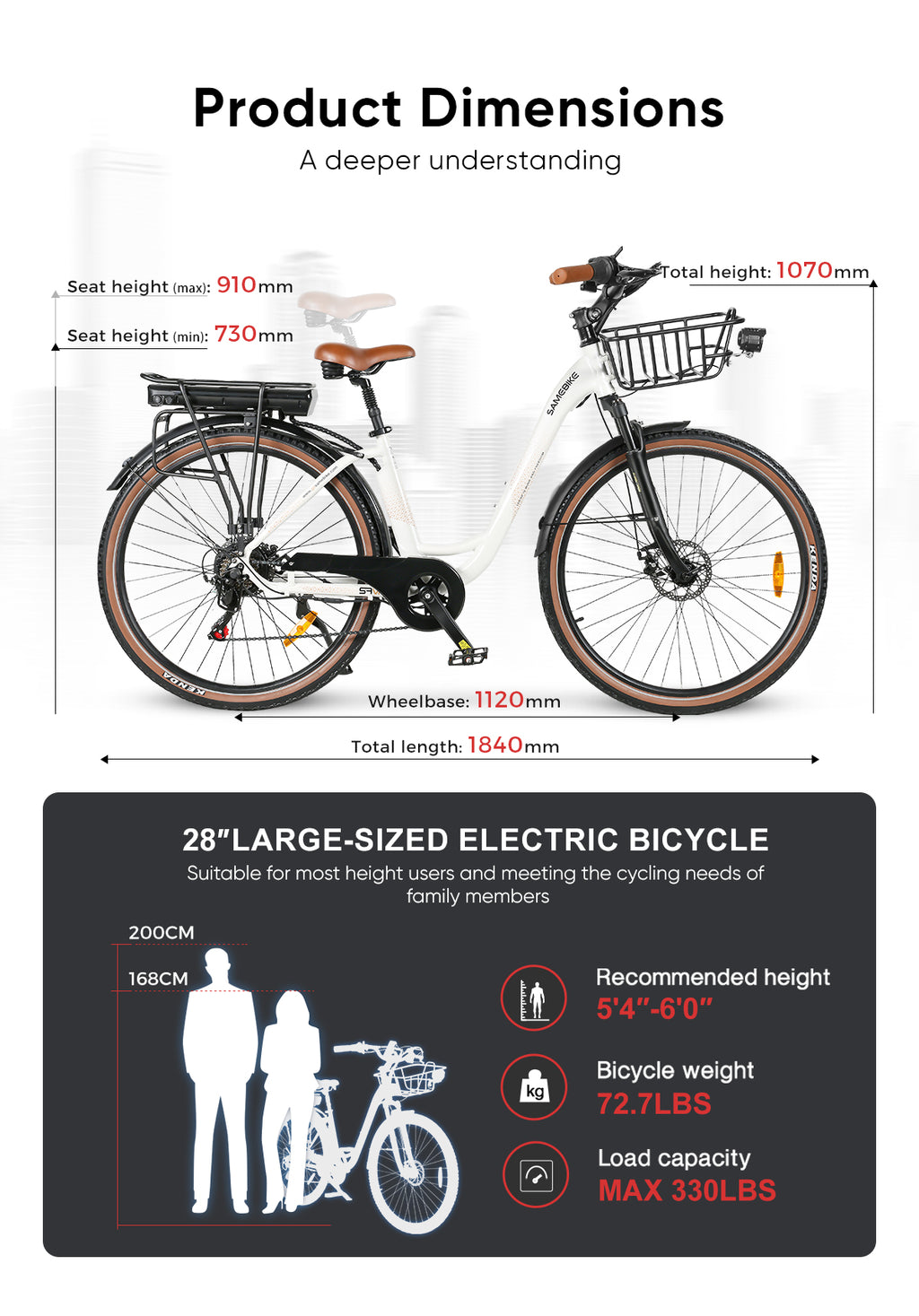 SAMEBIKE - RS A07  - | 500w | 36V 13AH | 8mil | 7-växlat |
